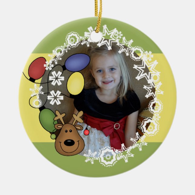 Rentierlampen - individualisierbare Foto Keramik Ornament (Vorne)