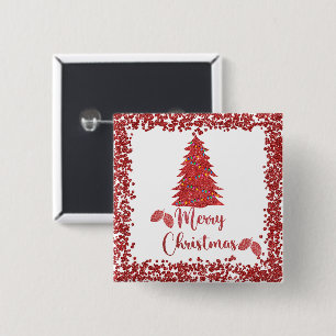 Rentierroter Glitzer - frohe Weihnachten Button