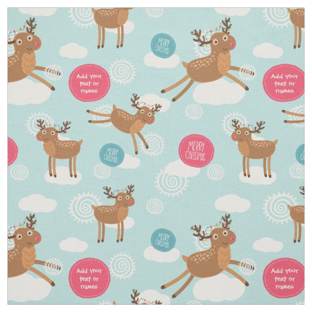 Rentiers Flying Custom Christmas Fabric Stoff (Muster)