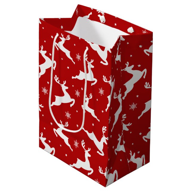 Rentiers nahtloser Muster-Hintergrund Mittlere Geschenktüte (Vorderseite Schrägansicht)