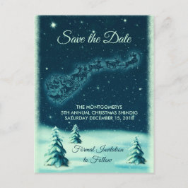 Rentiers Pulling Santa Claus Xmas Save the Date Postkarte