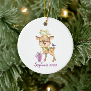 Rentiers Weihnachtslichter Keramik Ornament