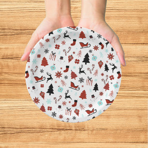 Rentierschlitten Weihnachtskiefern Pappteller