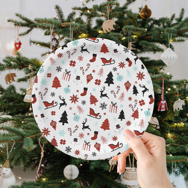 Rentierschlitten Weihnachtskiefern Pappteller (Von Creator hochgeladen)