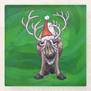 Rentierweihnachtsfest auf Green Glasuntersetzer