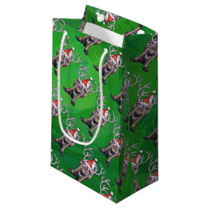Rentierweihnachtsfest auf Green Kleine Geschenktüte