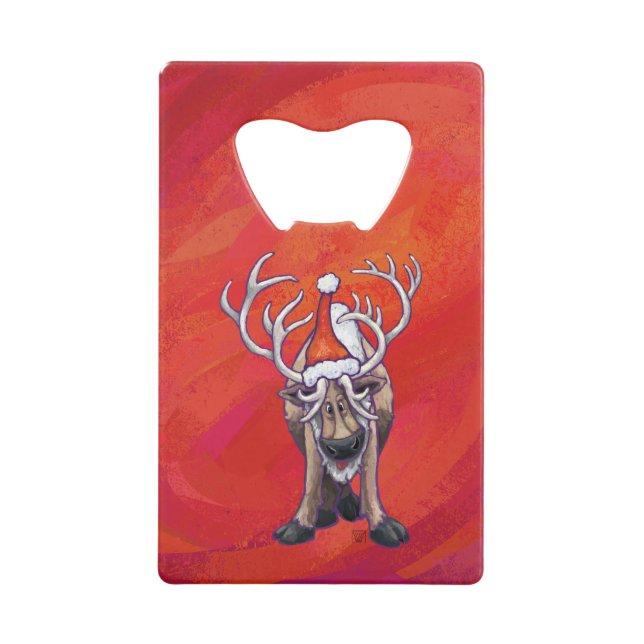 Rentierweihnachtsfest auf Green Kreditkarten Flaschenöffner (Vorderseite)