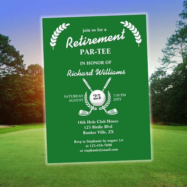 Rentirement Golf Clubs Wreath Themed Party Einladung (Von Creator hochgeladen)