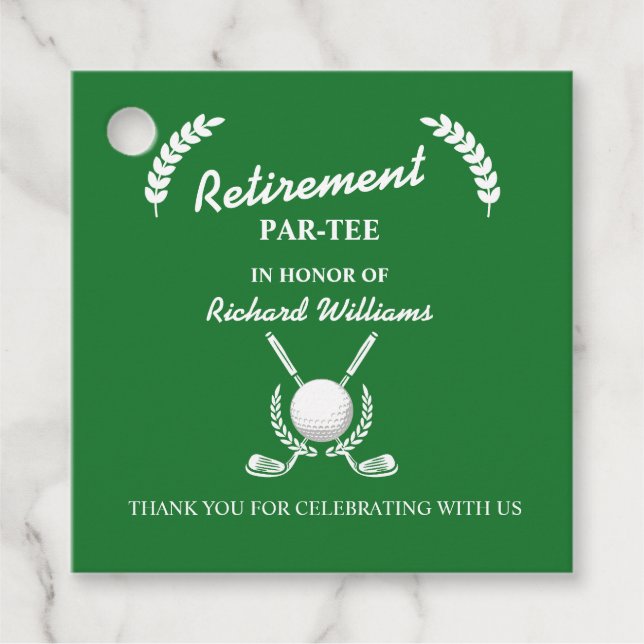 Rentirement Golf Clubs Wreath Themed Party Geschenkanhänger (Vorderseite)