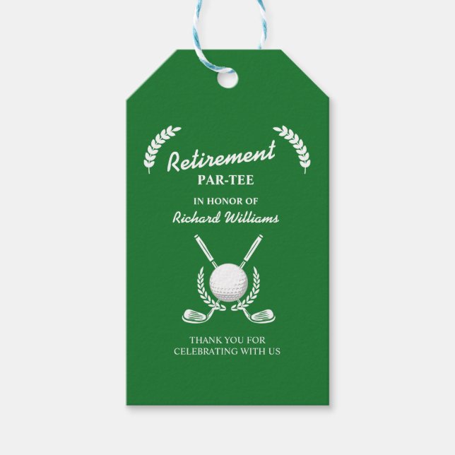 Rentirement Golf Clubs Wreath Themed Party Geschenkanhänger (Vorderseite)