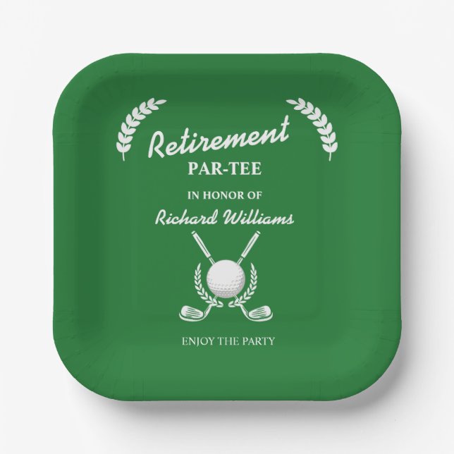 Rentirement Golf Clubs Wreath Themed Party Pappteller (Vorderseite)