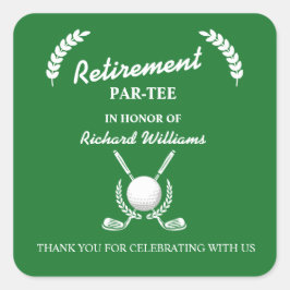 Rentirement Golf Clubs Wreath Themed Party Quadratischer Aufkleber