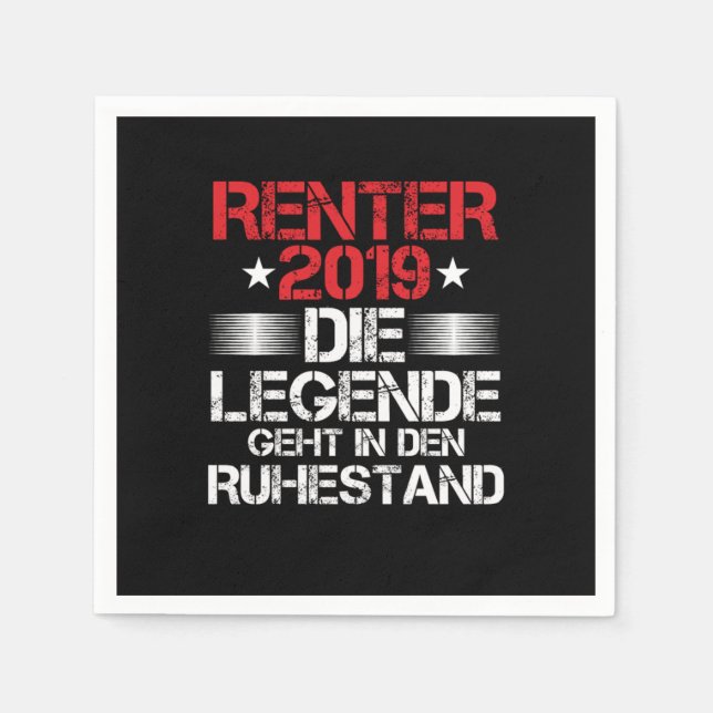 Rentner 2019 Die Legende Geht in Den Ruhestand Ren Serviette (Vorderseite)