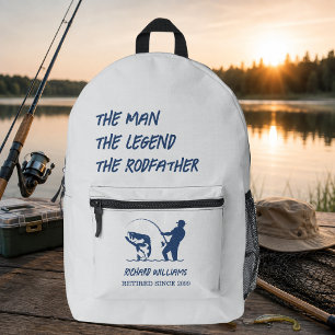 Rentner-Angeln mit dem Rodfather Großer Fisch  Bedruckter Rucksack