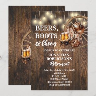 Rentner-Biere Stiefel-und Prost-Western-Party Einladung