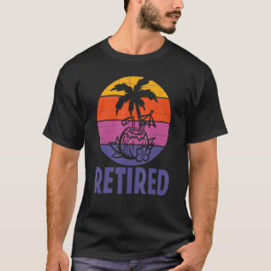 Rentner-Kokosnuss-Getränk-Palme-Sonnenuntergang-Re T-Shirt