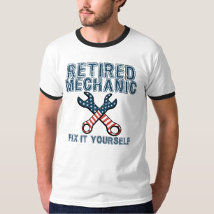 Rentner Mechaniker, Amerikanischer Flagge Schraube T-Shirt