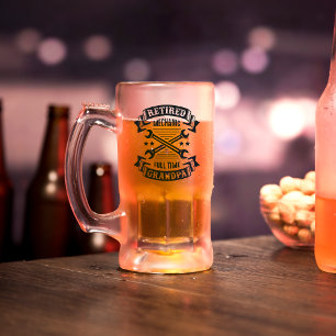 Rentner Mechaniker Vollzeit-Opa-Typografie Mattglas Bierglas