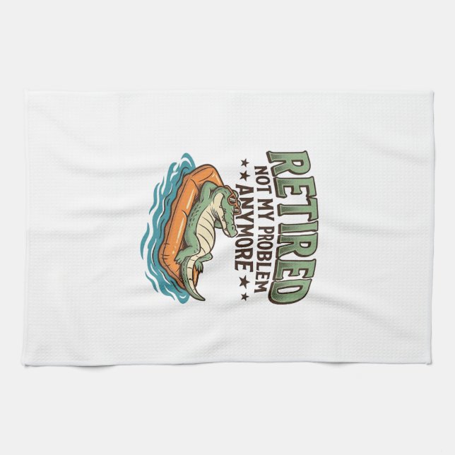 Rentner Nicht Mein Problem Alligator Urlaub Shirt_ Geschirrtuch (Horizontal)
