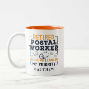 Rentner Postbediensteter Briefträger Rentenpriorit Zweifarbige Tasse