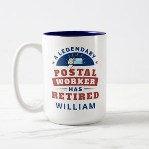 Rentner Postmitarbeiter Briefträger Ruhestand Lust Zweifarbige Tasse