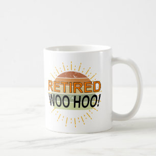 Rentner Woo Hoo Vintage Sunburst Sonnenuntergang Kaffeetasse