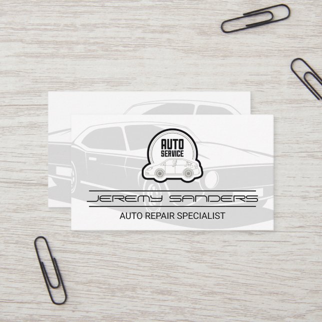 Reparatur des Auto | Car-Logo Visitenkarte (Vorderseite/Rückseite Beispiel)