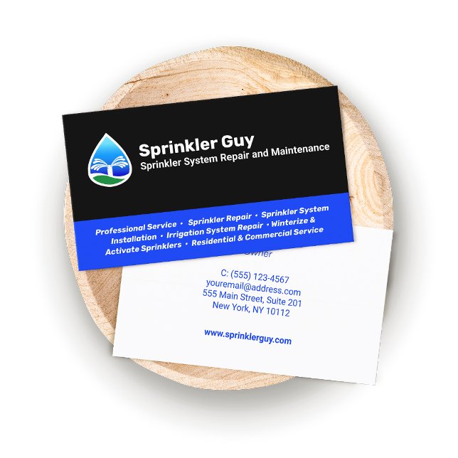 Reparatur und Installation von Sprinklern Visitenkarte (Von Creator hochgeladen)