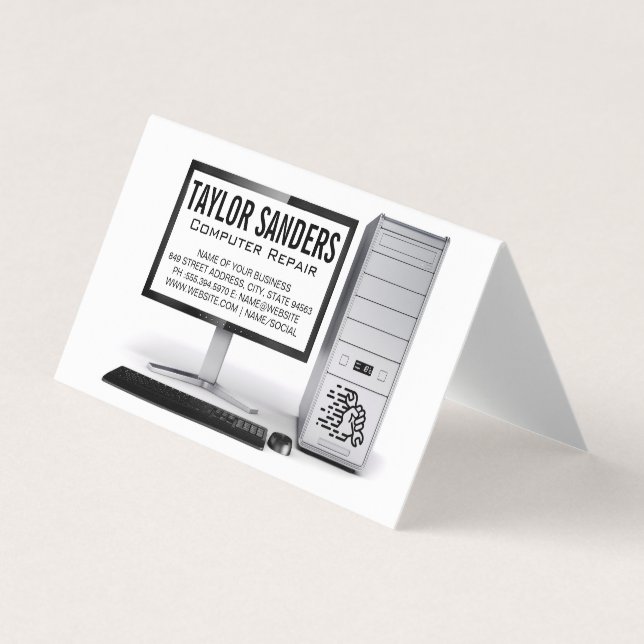 Reparatur von Computertechnikern Visitenkarten (Vorderseite)