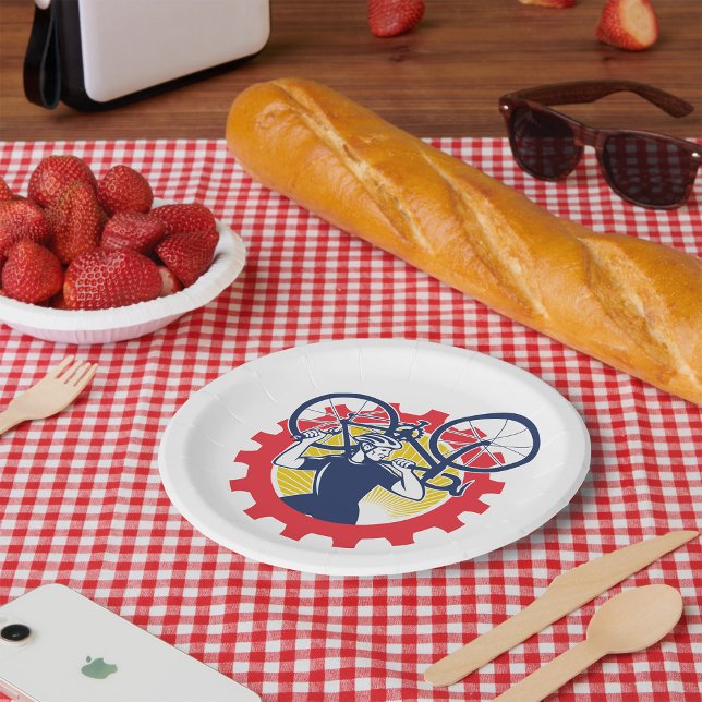 Reparatur von Cyclistpapier-Tellern durch Fahrradr Pappteller (Von Creator hochgeladen)