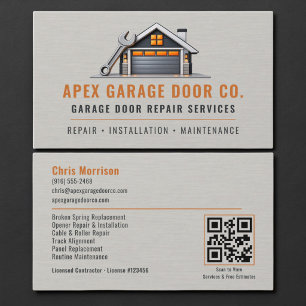 Reparatur von Garagentoren Metallischer QR-Code Visitenkarte