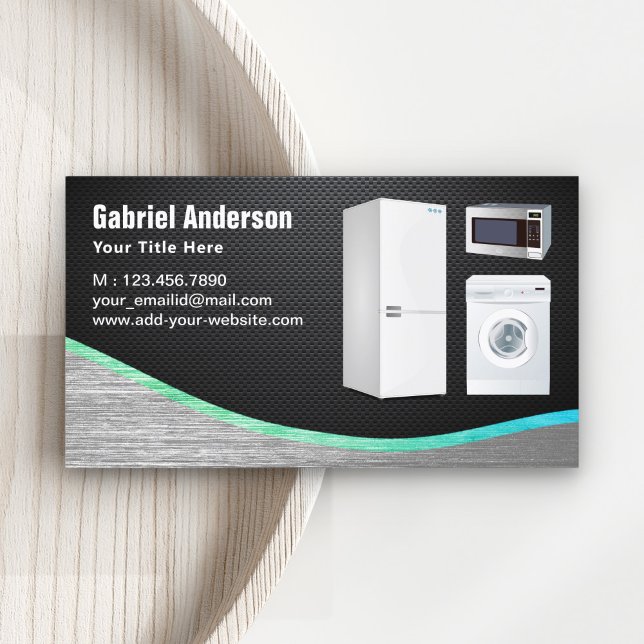 Reparatur von Zuhause-Geräten aus schwarzem Stahl Visitenkarte (Von Creator hochgeladen)