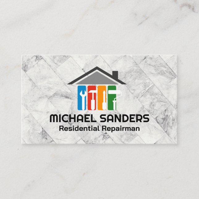 Reparaturdienste | Handwerkzeug-Symbole Visitenkarte (Vorderseite)