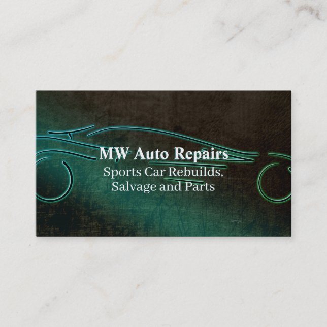 Reparaturen an Auto, aquamariner Ledereffekt, Logo Visitenkarte (Vorderseite)