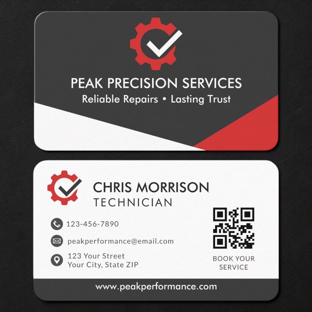 Reparaturmechaniker QR-Code Professional Visitenkarte (Von Creator hochgeladen)