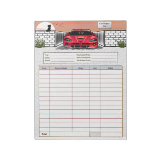 Reparaturprotokoll für Autos Notizblock