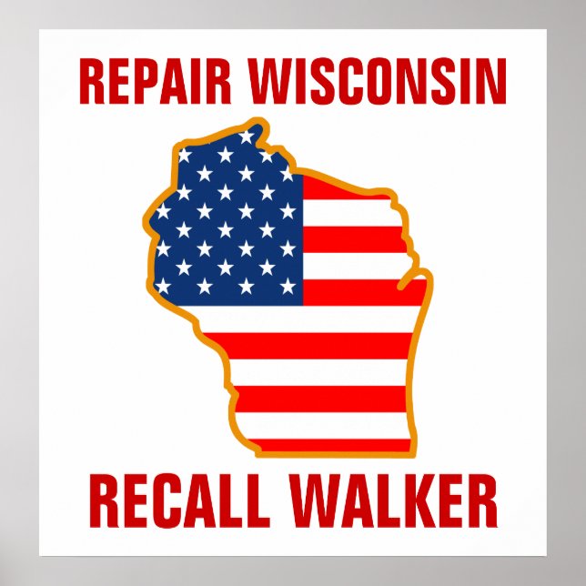 Reparieren von Wisconsin, Walker zurückrufen Poster (Vorne)