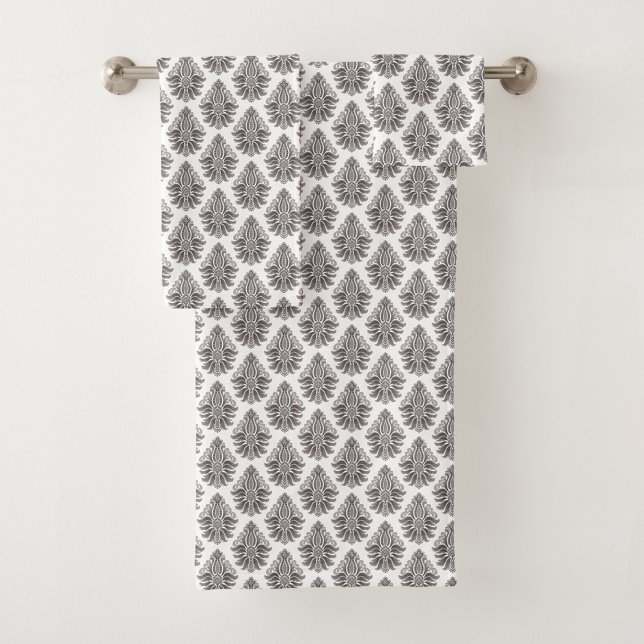 Repeating black floral pattern towel badhandtuch set (Von Creator hochgeladen)