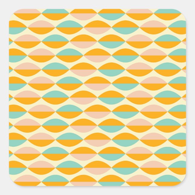 Repeating geometric pattern in beige background quadratischer aufkleber (Vorderseite)