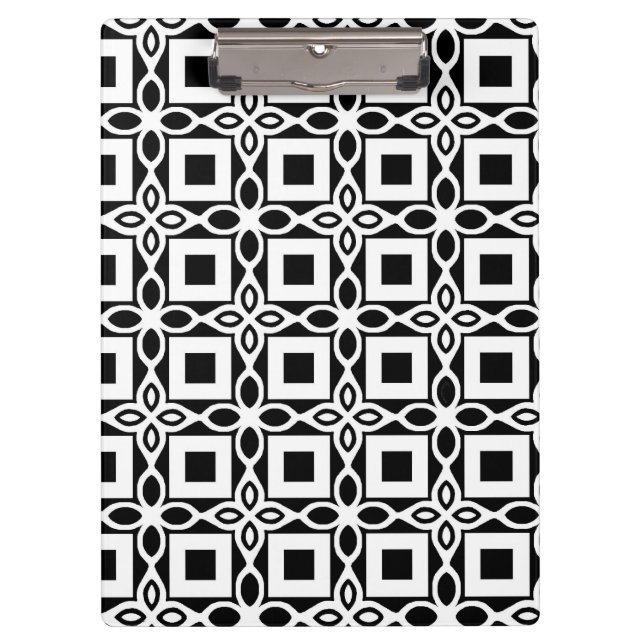Repeating GEOMETRIC PATTERN in black and white Klemmbrett (Vorderseite)