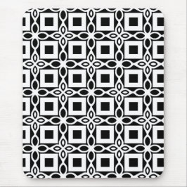Repeating GEOMETRIC PATTERN in black and white Mousepad
