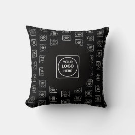 Repeating Logo & Background Black Branding Throw Kissen