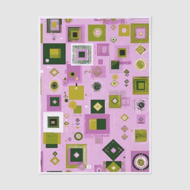 Repeating Modern Pink, Green Pattern ET6 Decoupage Seidenpapier (Vorderseite)