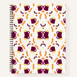 Repeating pattern of cheerful purple mugs notizbuch