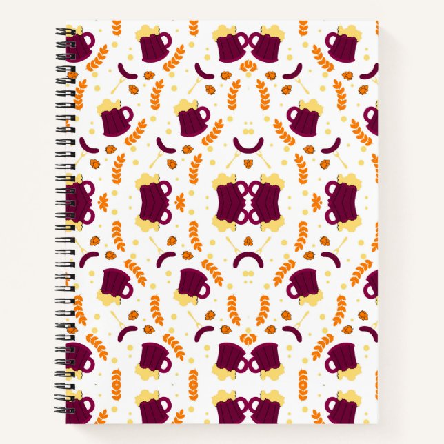 Repeating pattern of cheerful purple mugs notizbuch (Vorderseite)