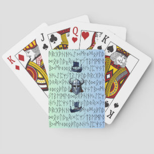 Repeating Viking Ships and Helmet Design over Rune Spielkarten