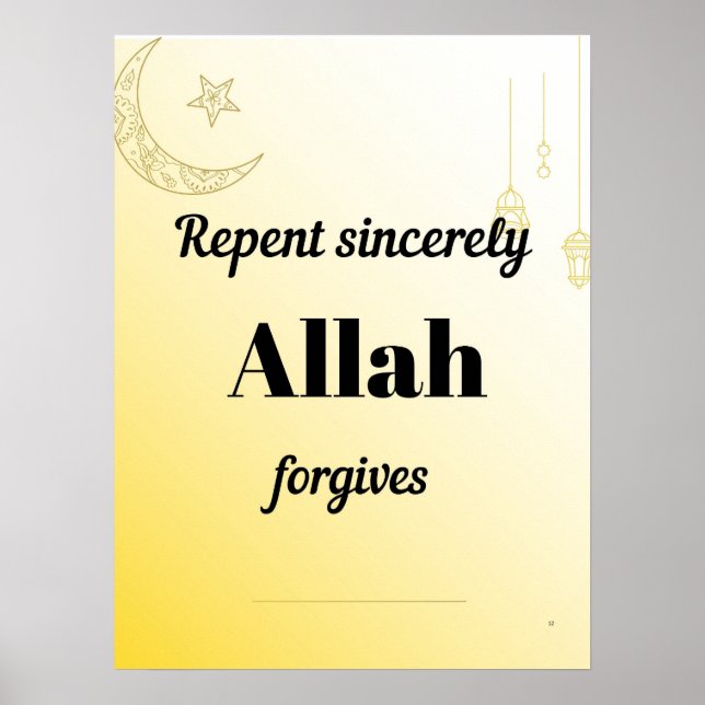 Repent sincerely. An islamic wall art . Poster (Vorne)