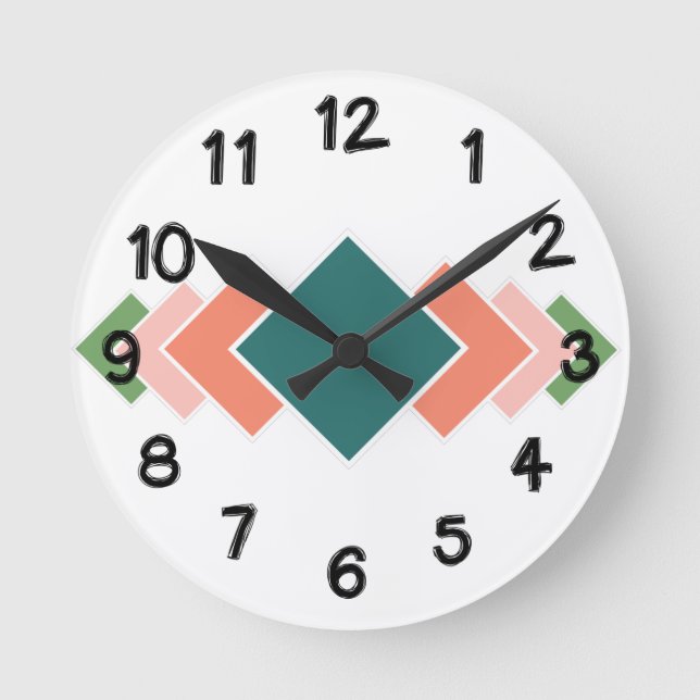 Repetierdiamanten Runde Wanduhr (Vorderseite)