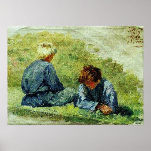 Repin - Jungen auf Gras 1903 Poster (Vorne)
