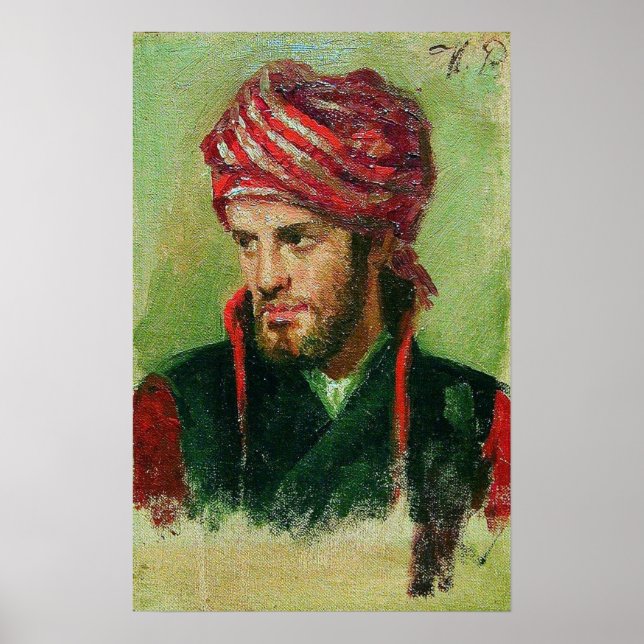 Repin - junger Mann in Turban Poster (Vorne)